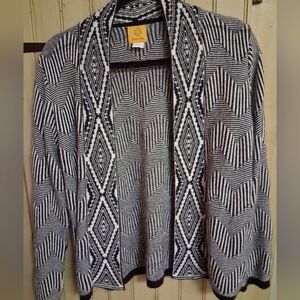 Geometric Patterned Black and White Sweater